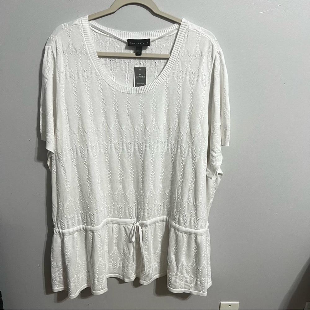 Lane Bryant White Textured Blouse
